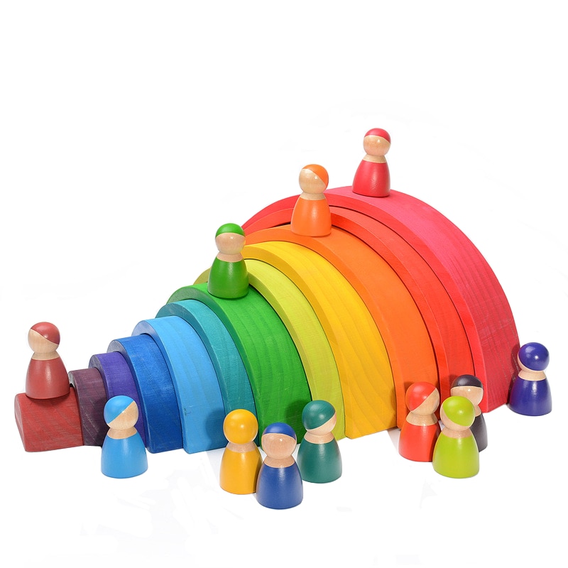 Wooden Toy Rainbow Blocks Montessori